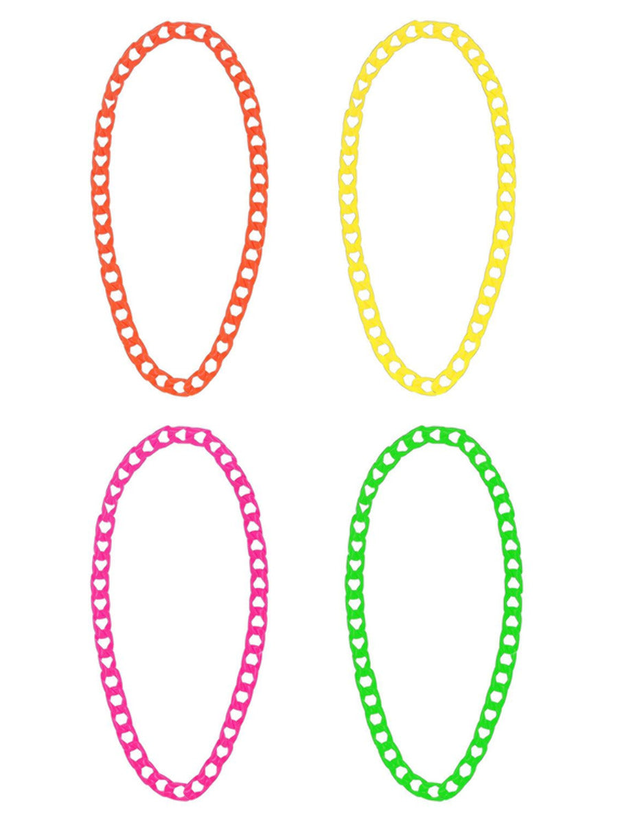 80s Neon Chain Necklaces, 4Pk - 3