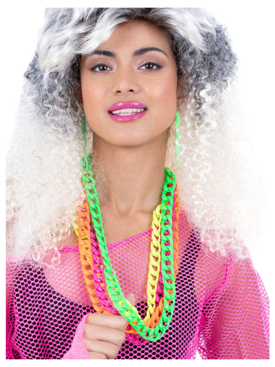 80s Neon Chain Necklaces, 4Pk - 1