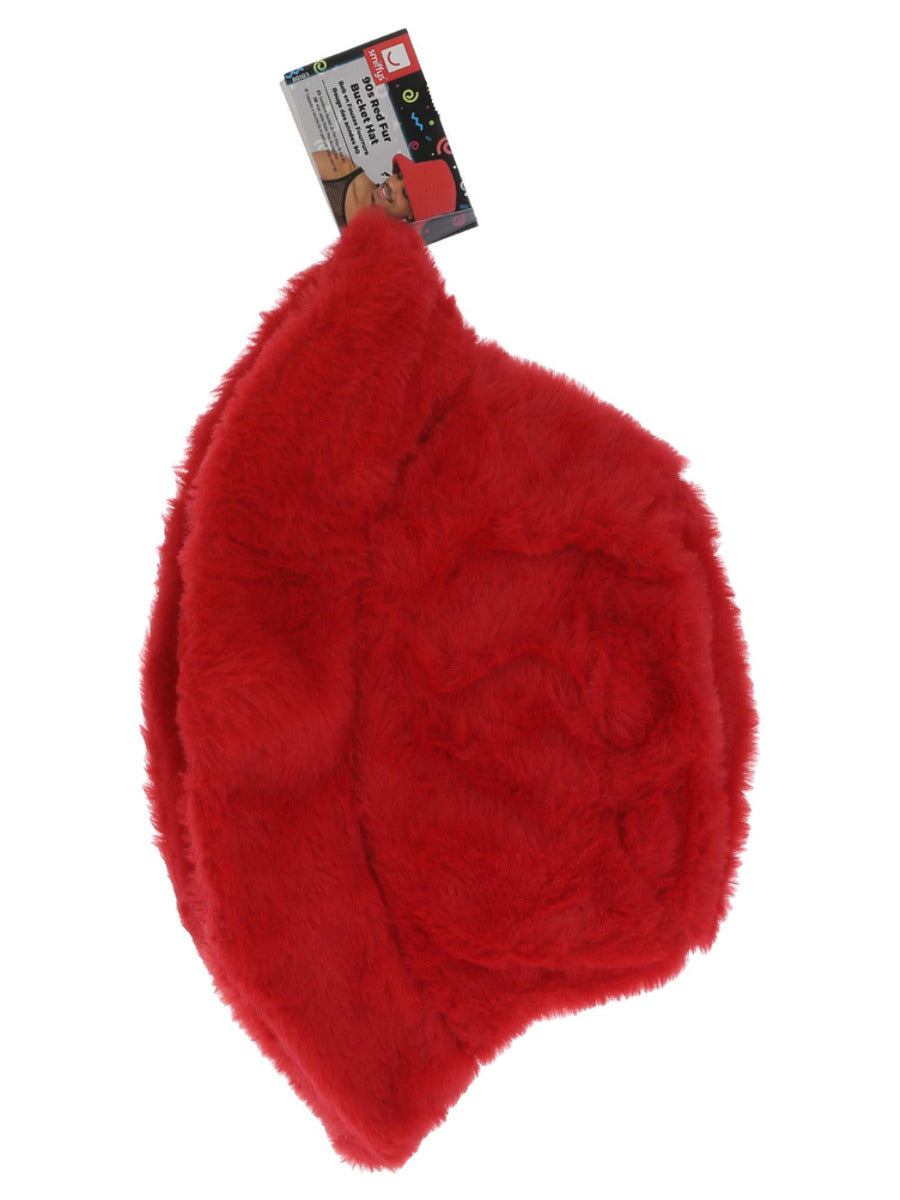 90s Red Fur Bucket Hat - 3