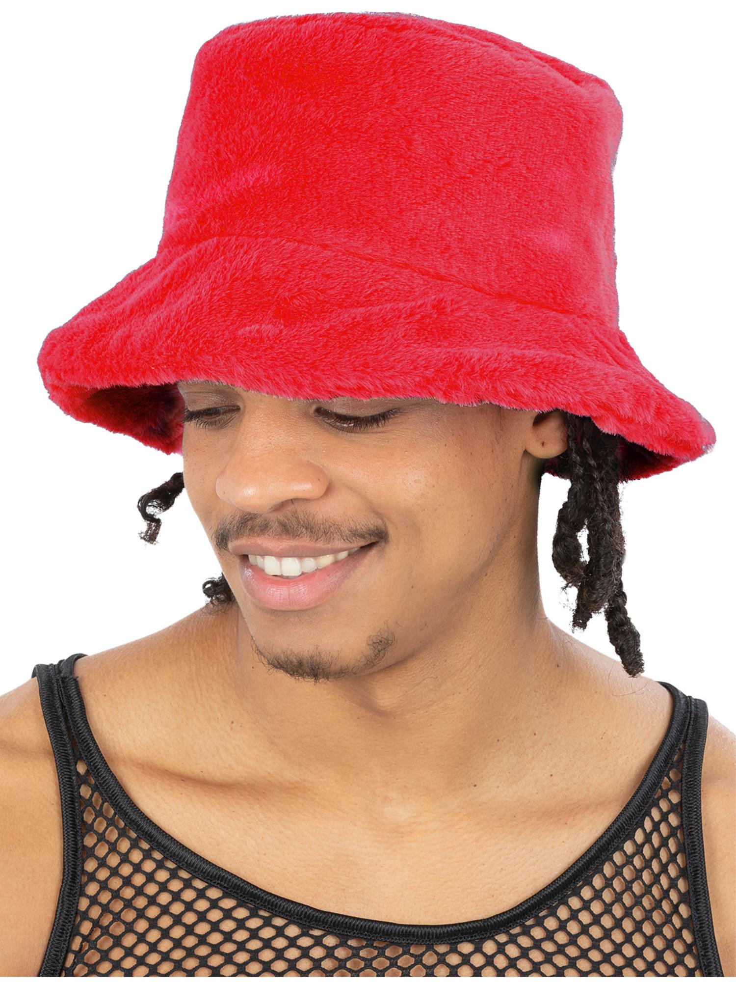 90s Red Fur Bucket Hat 1