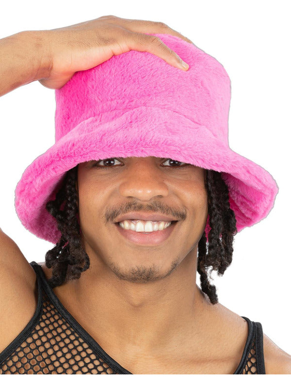 90s Pink Fur Bucket Hat - 2