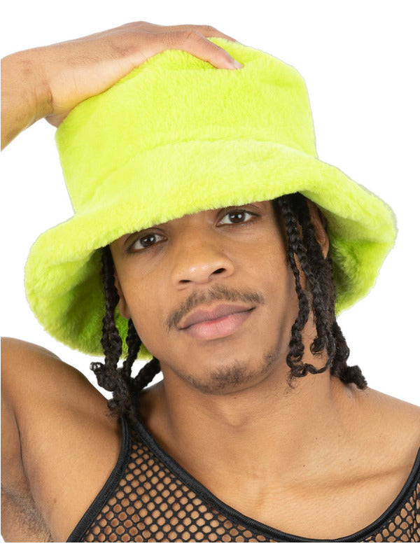 90s Green Fur Bucket Hat - 2
