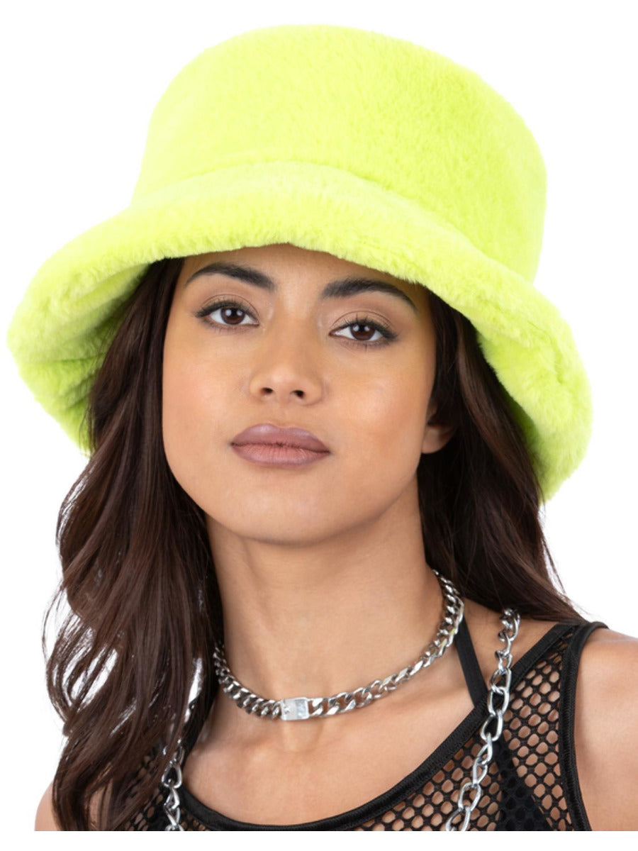 90s Green Fur Bucket Hat - 4