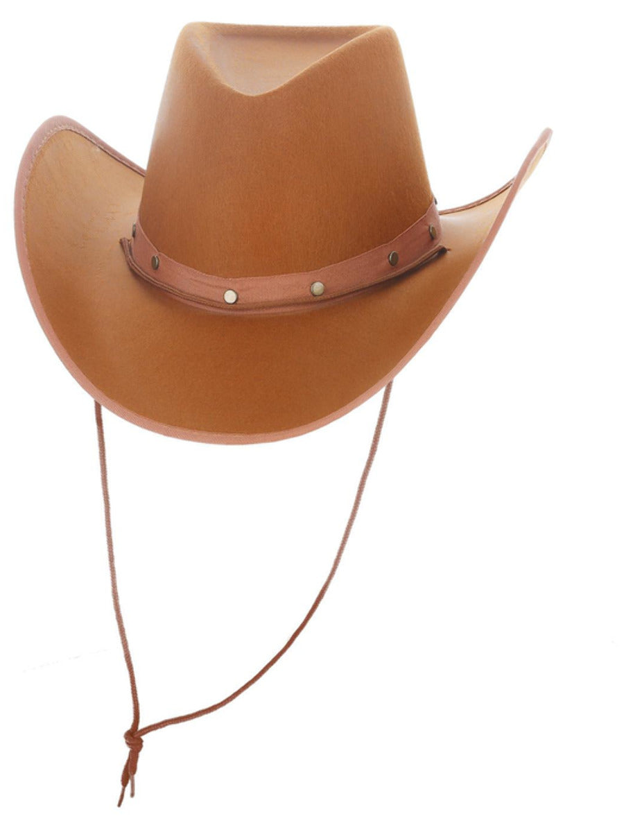 Tan Cowboy Hat, Felt, with Cord - 4