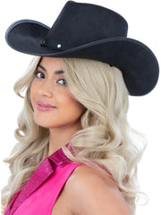 Black Cowboy Hat, Felt, with Cord 1