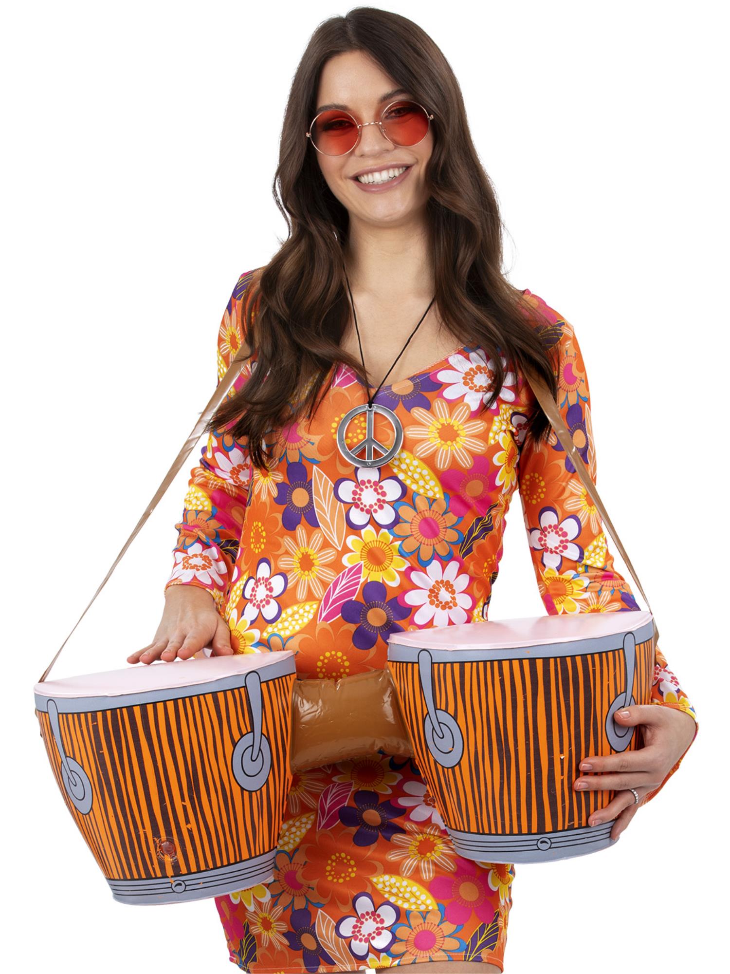 Inflatable Hippie Bongo Drums, with Strap 1