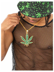 90s Hemp Bling Medallion, Green Glitter Resin - 1