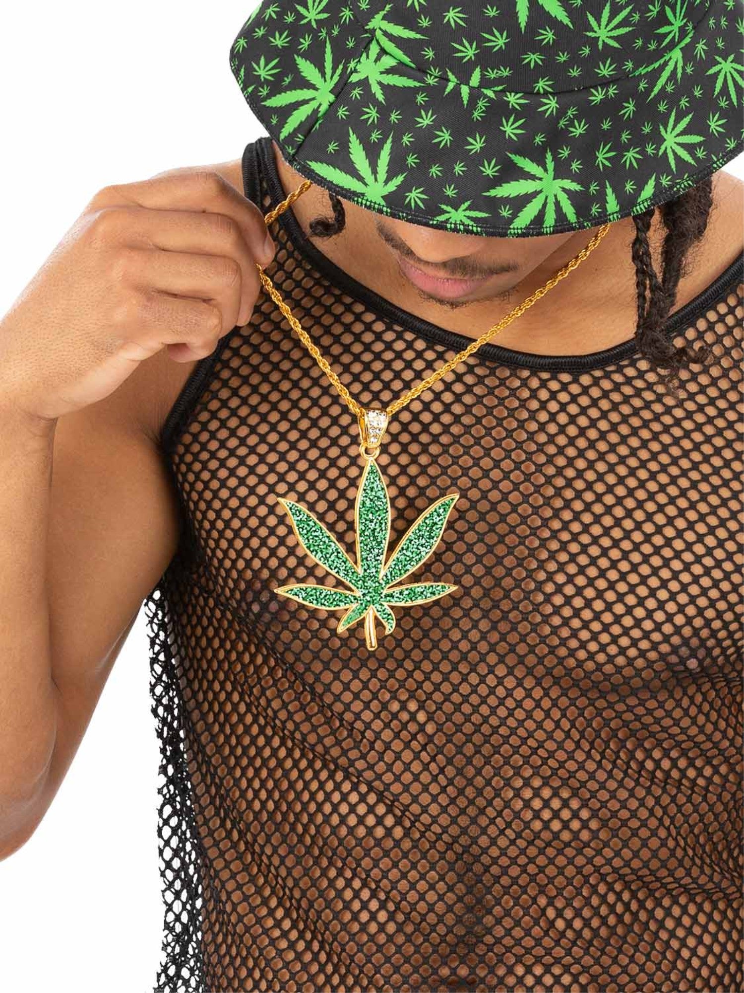 90s Hemp Bling Medallion, Green Glitter Resin 1