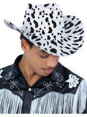 Cow Print Cowboy Hat, with Cord 1