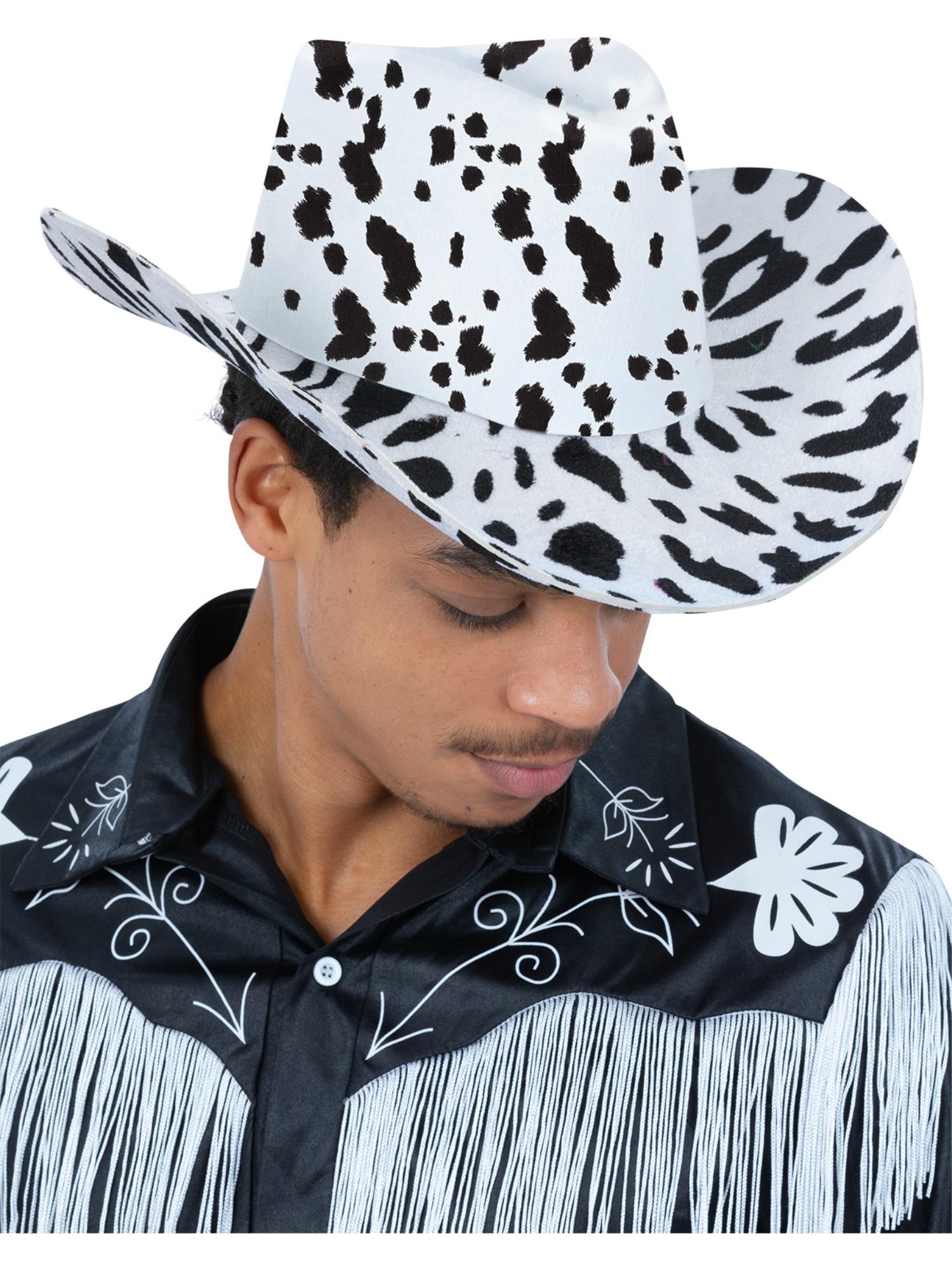 Cow Print Cowboy Hat, with Cord 1