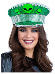 Fever Deluxe Alien Sequin Captains Hat - 1