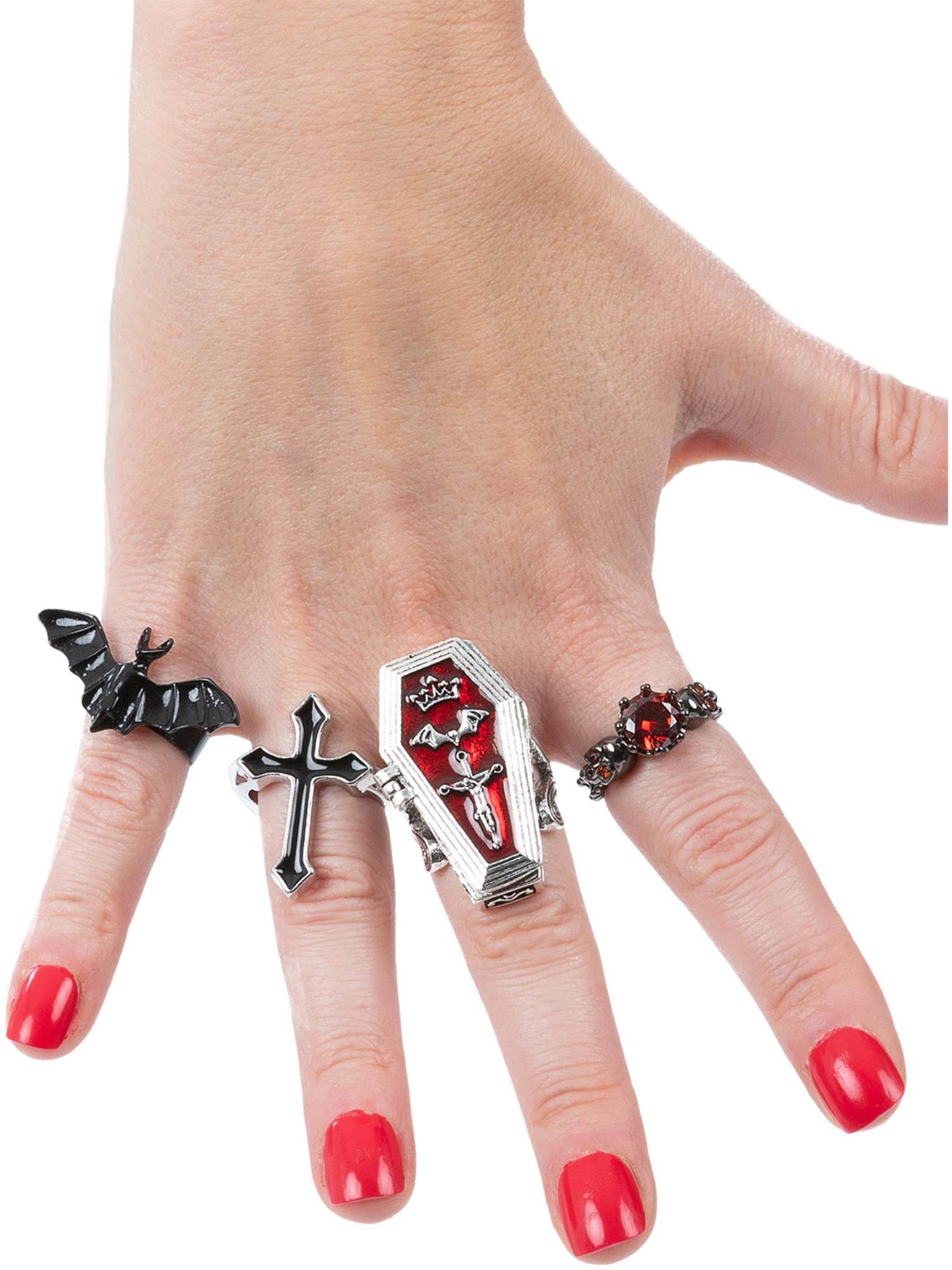 Assorted Gothic Vampire Rings, 4Pk 1