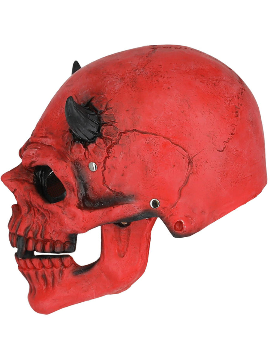 Red Devil Skull Latex Mask, with Moving Mouth - 4