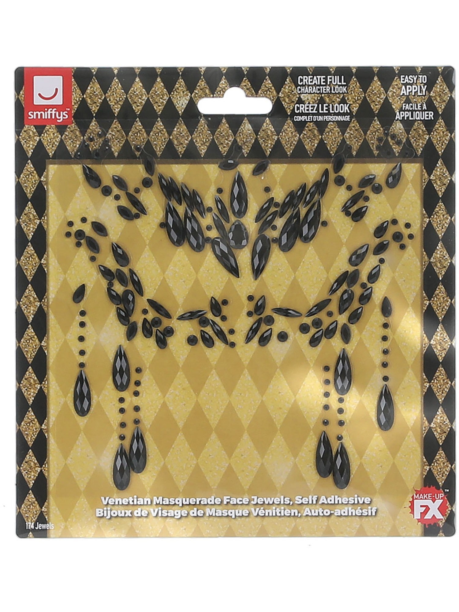 Smiffys Make-Up FX,Venetian Masquerade Face Jewels 2