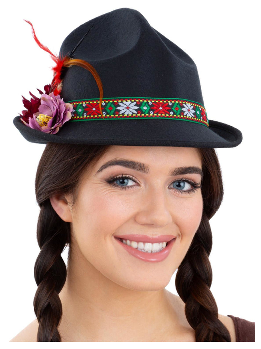 Dirndl Trenker Hat, with Feathers & Flowers - 1