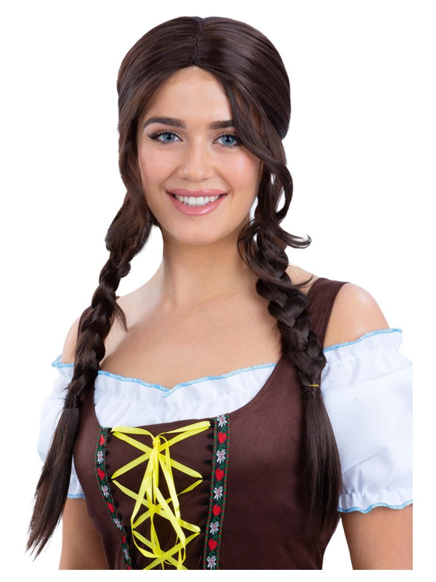 Bavarian Maid Braided Wig, Brown - 1
