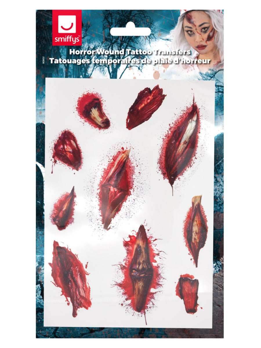 Smiffys Make-Up FX, Horror Wound Tattoo Transfers - 3