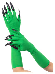 Green Wicked Witch Gloves, with Black Nails - 1