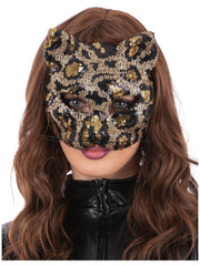 Sequin Leopard Cat Mask - 1