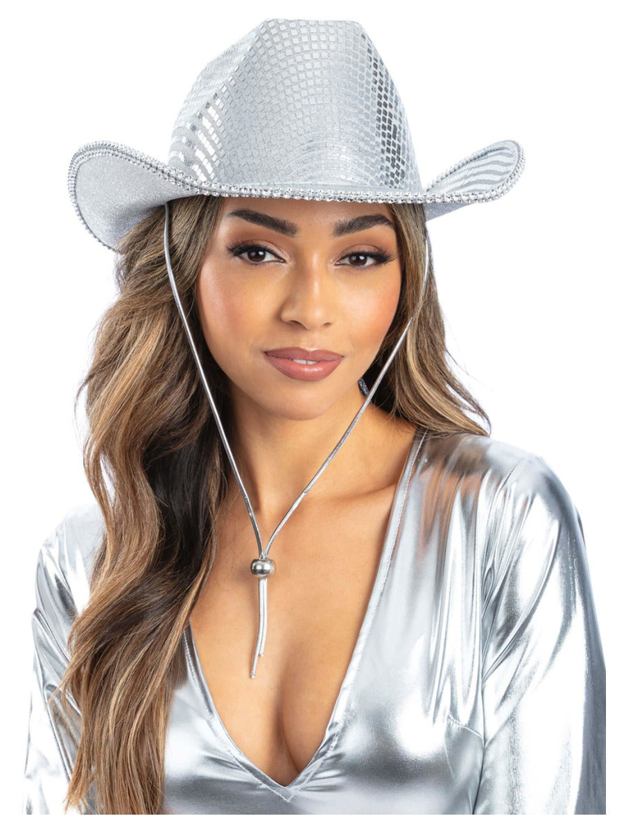Silver Disco Ball Cowboy Hat - 1