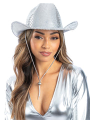 Silver Disco Ball Cowboy Hat 1