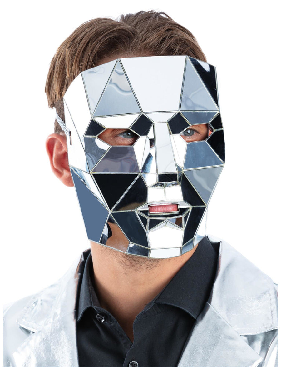 Silver Mirrored AI Robot Mask - 1
