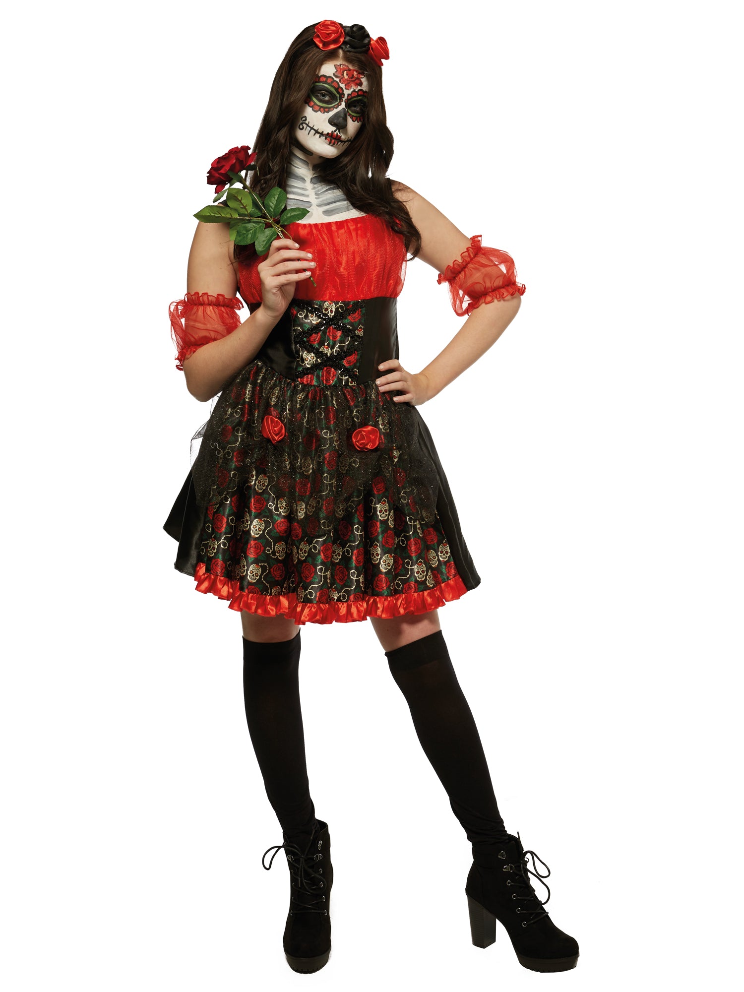 RED ROSE DAY OF THE DEAD COSTUME - WOMENS