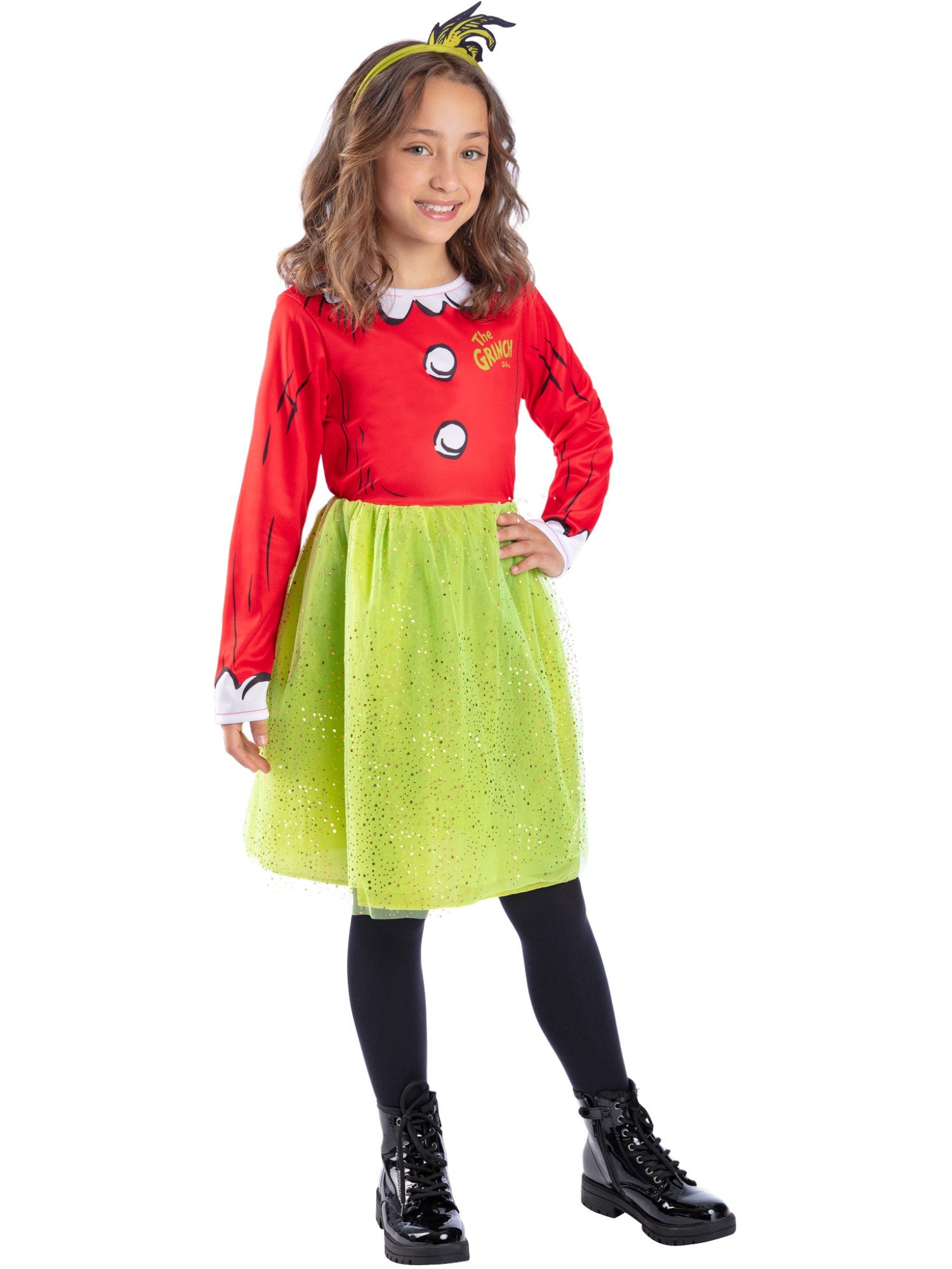 Dr Seuss The Grinch Santa Girls Costume 1