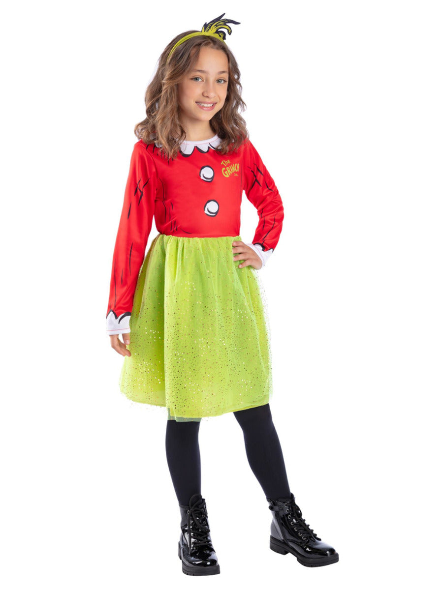 Dr Seuss The Grinch Santa Girls Costume - 1