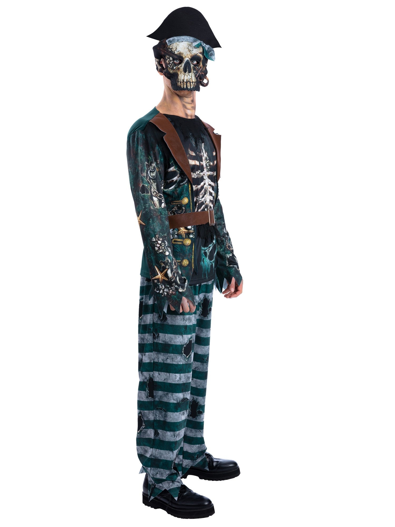 Skeleton Pirate Captain Costume, Printed Top 3