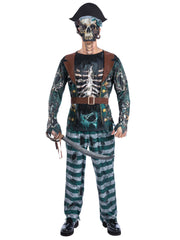 Skeleton Pirate Captain Costume, Printed Top 1