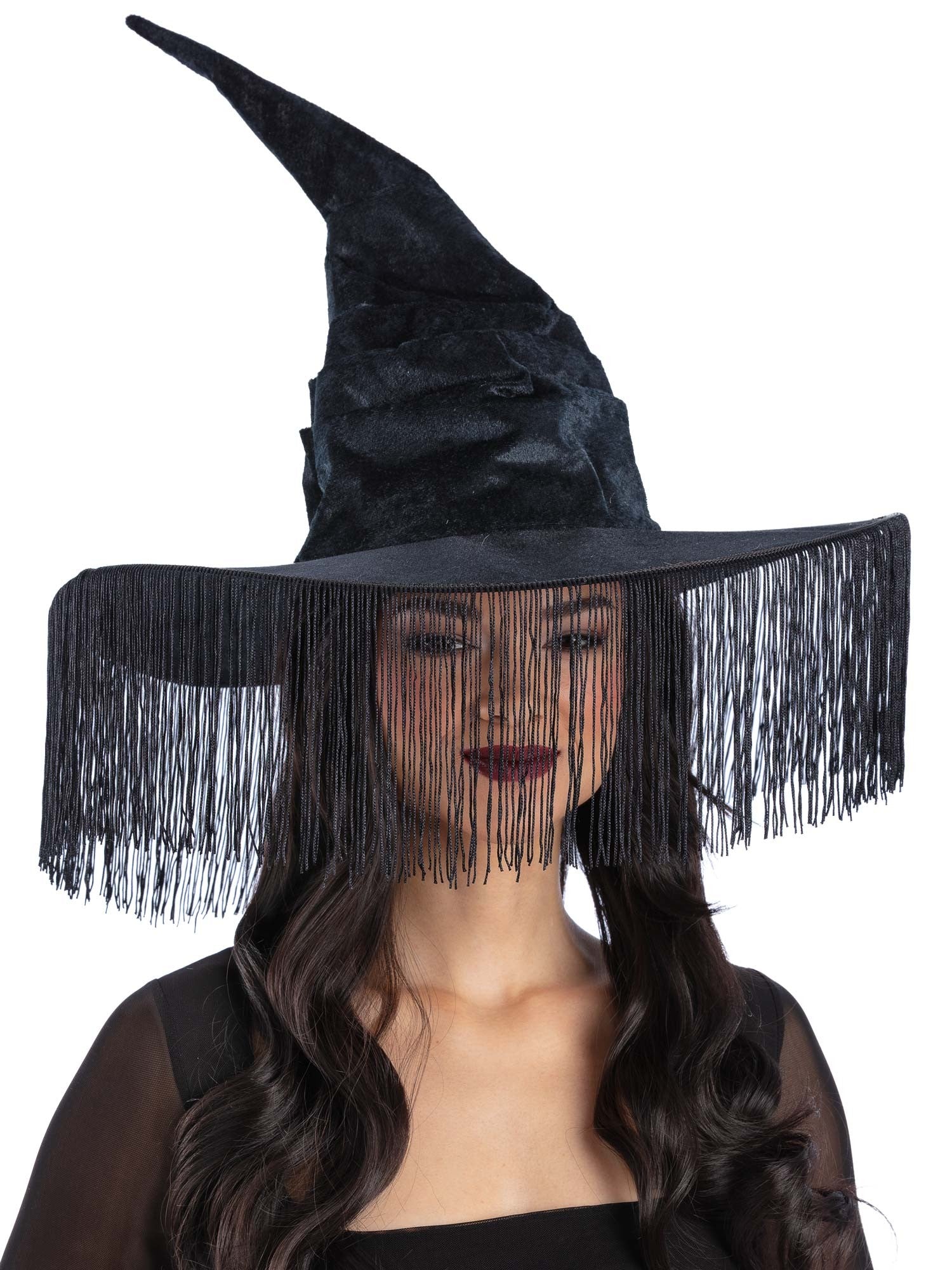 Black Fringe Western Witch Hat 1