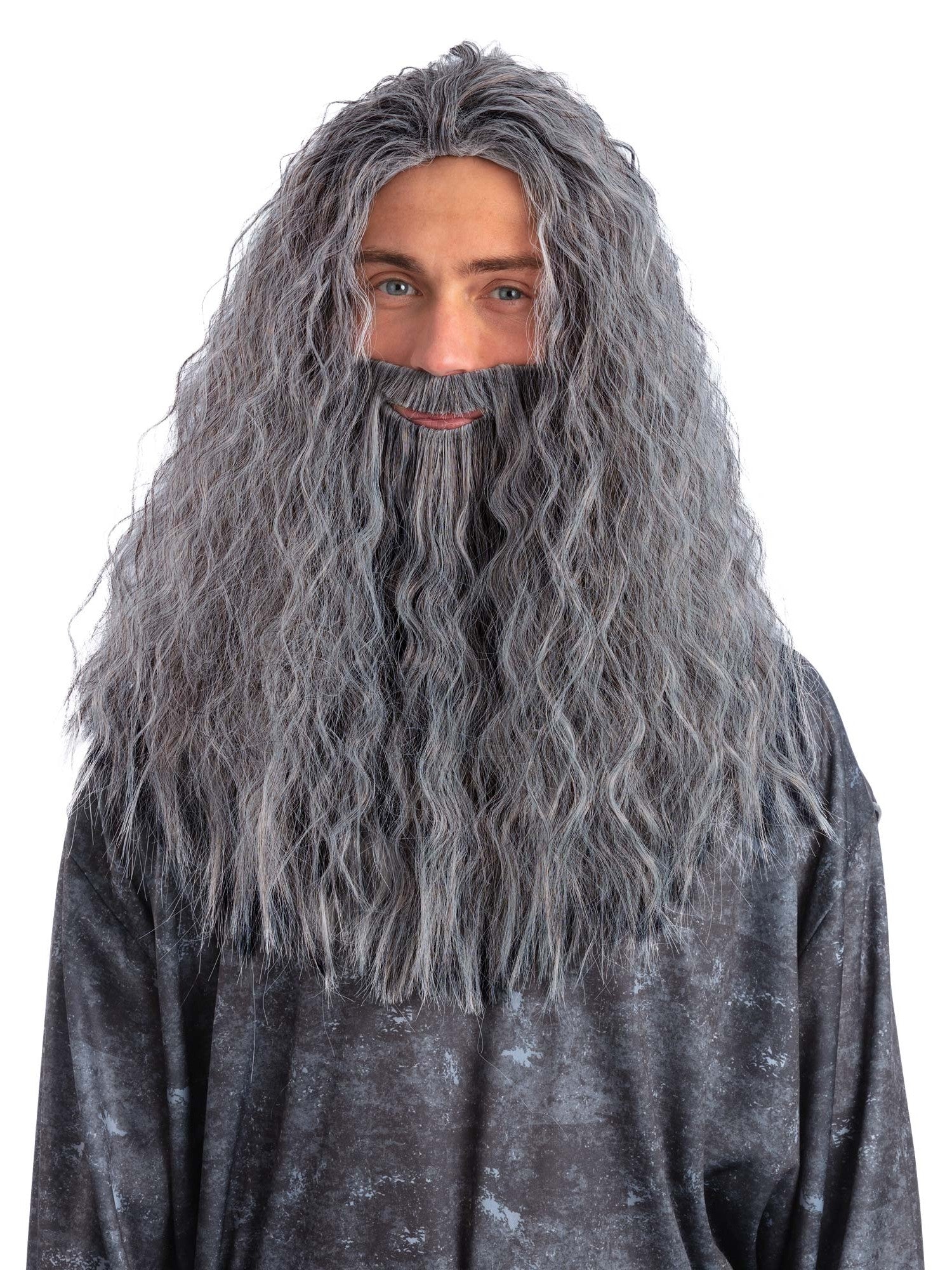 Sorcerer/Wizard Wig & Beard Set, Grey 1