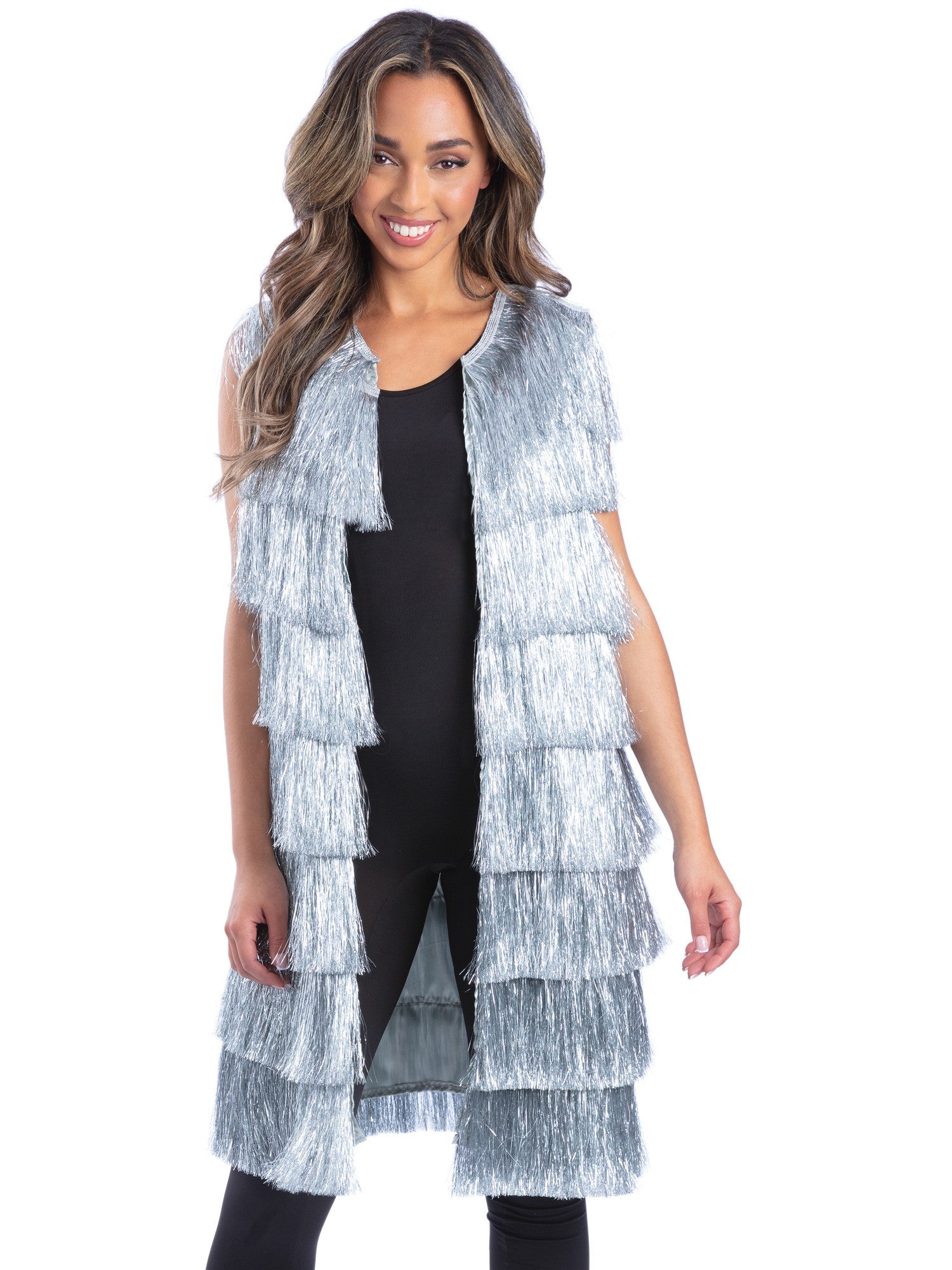 Fever Tinsel Festival Waistcoat, Silver 1