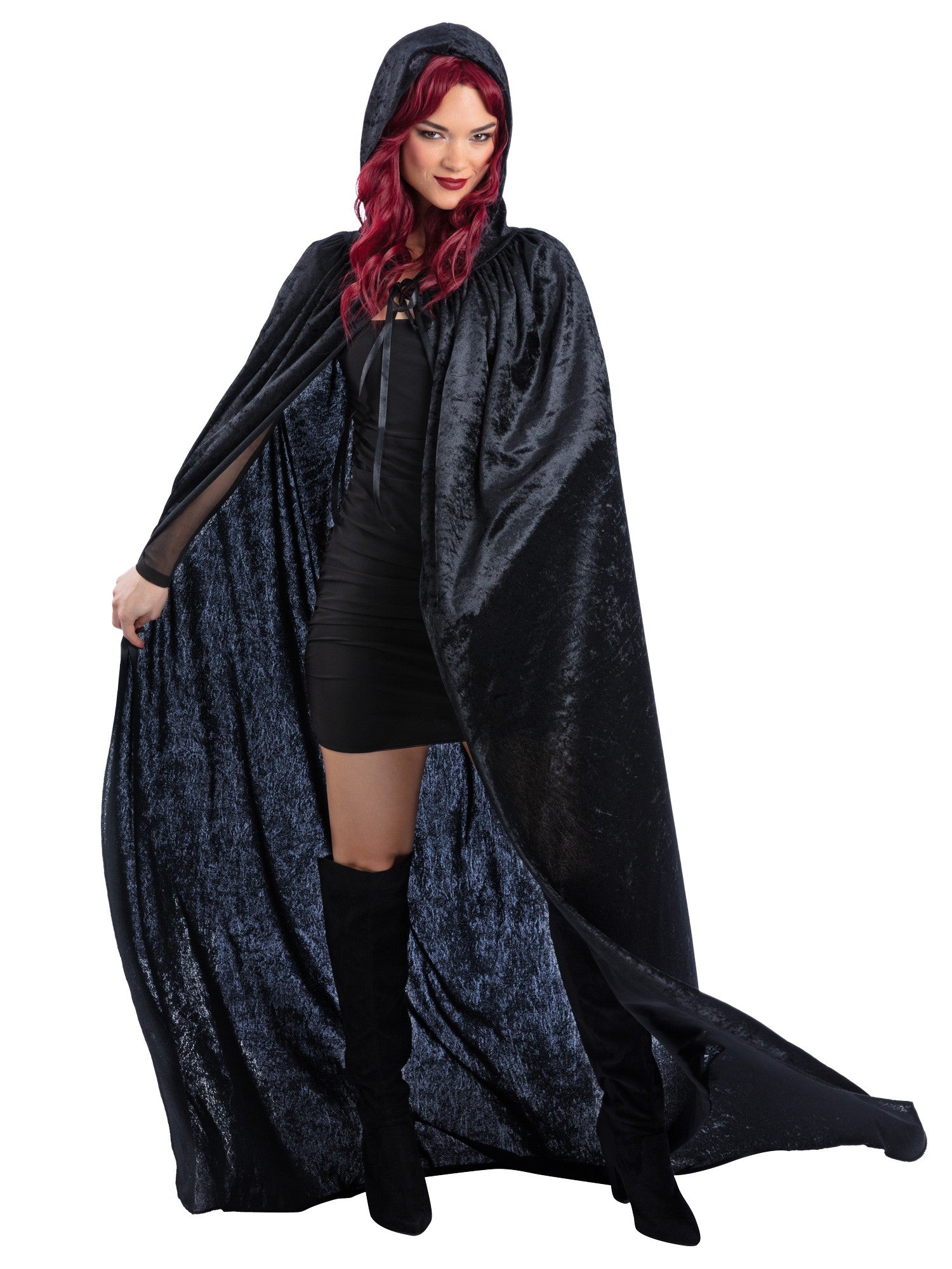 Black Velour Hooded Cape 1