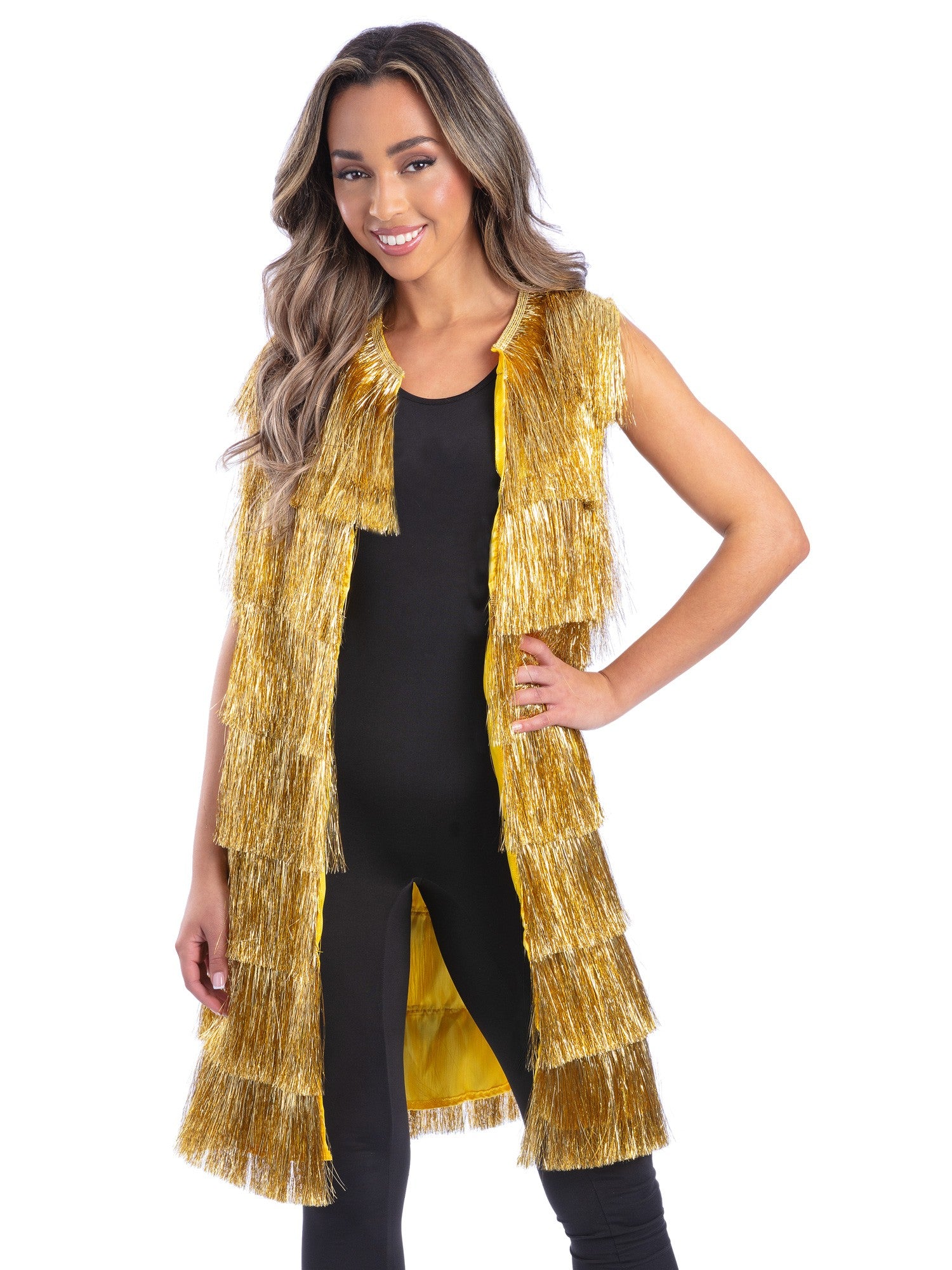 Fever Tinsel Festival Waistcoat, Gold 1