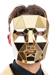 Gold Mirrored AI Robot Mask 1