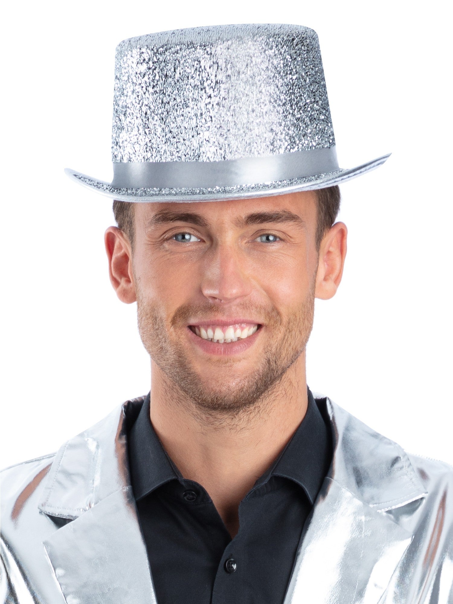 Metallic Silver Lurex Top Hat 1