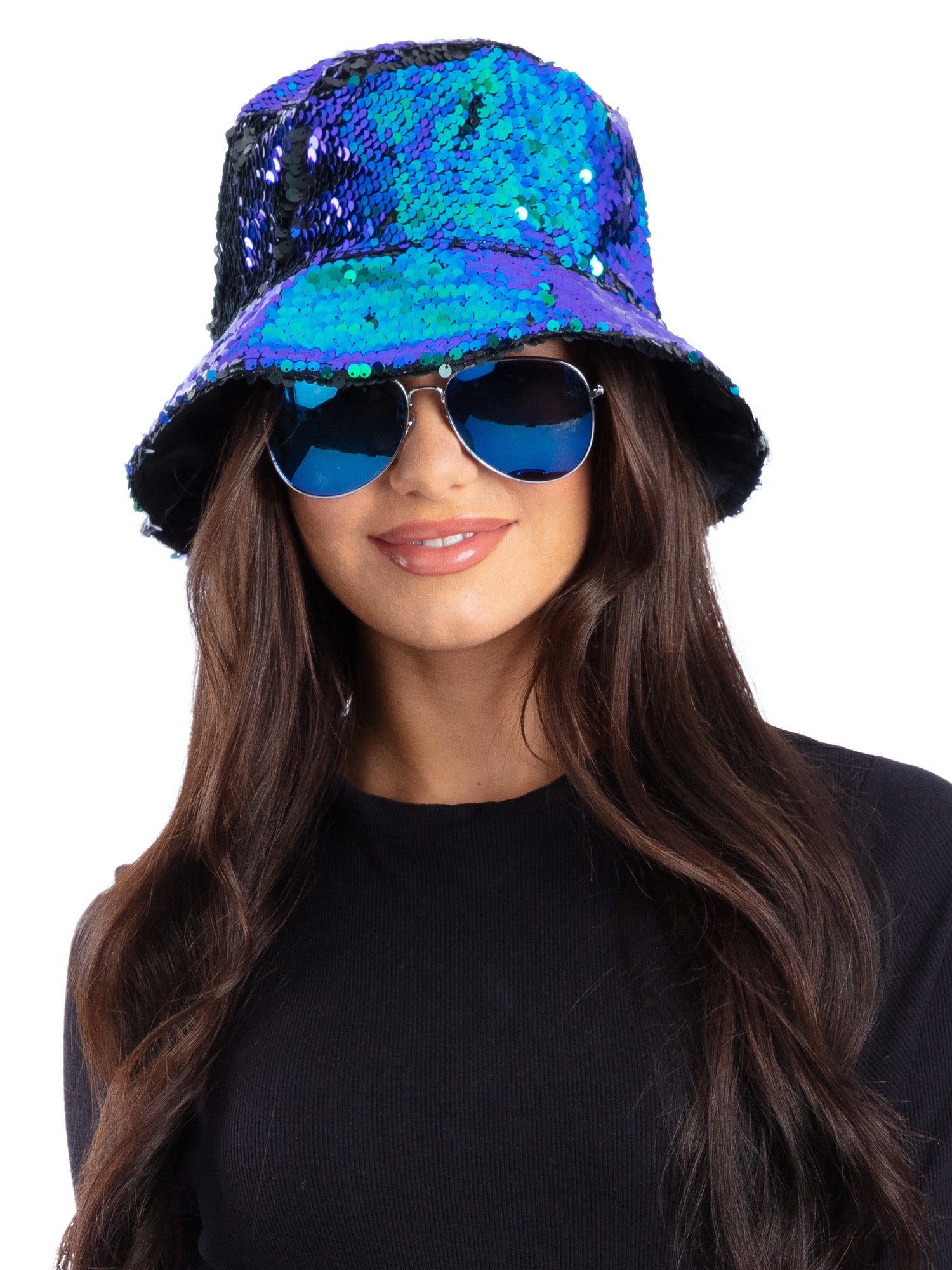 Green/Blue Brush Sequin Bucket Hat 1