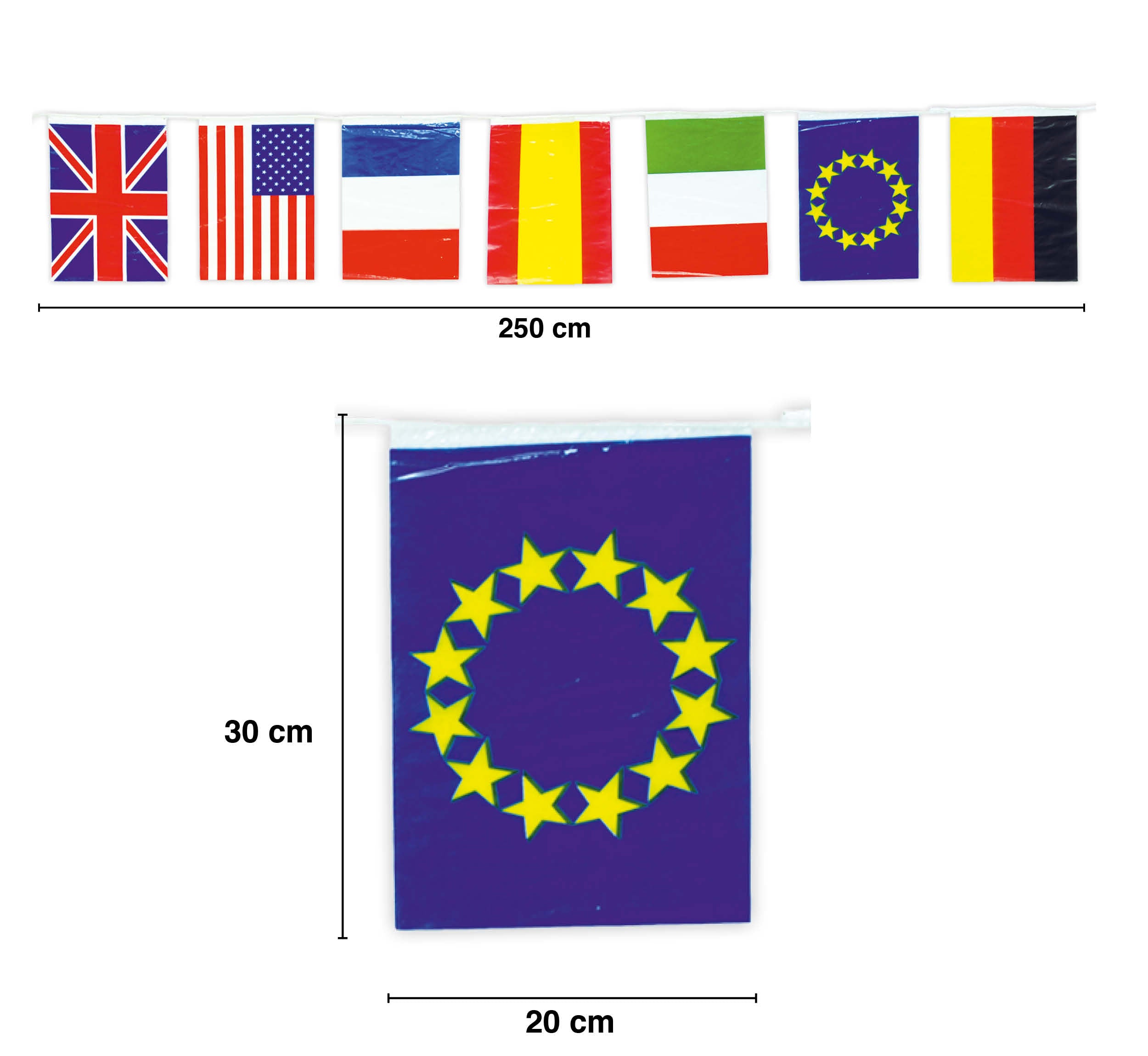 BAG PLASTIC FLAGS 20 X 30 CM GARLAND 50 M