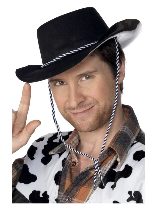 Cowboy Hat, Flocked Plastic, Black - 2