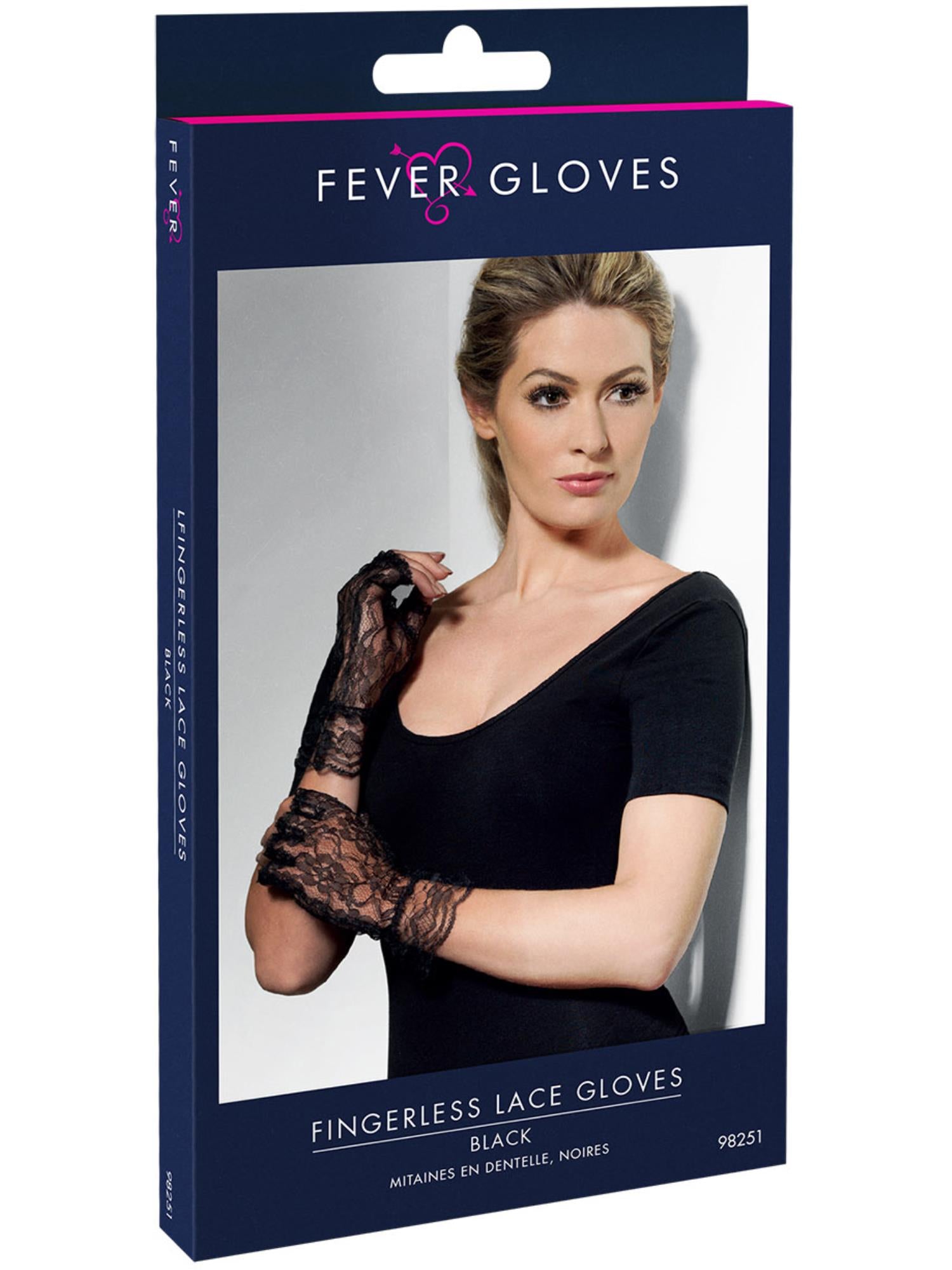 Fingerless Lace Gloves, Black 2