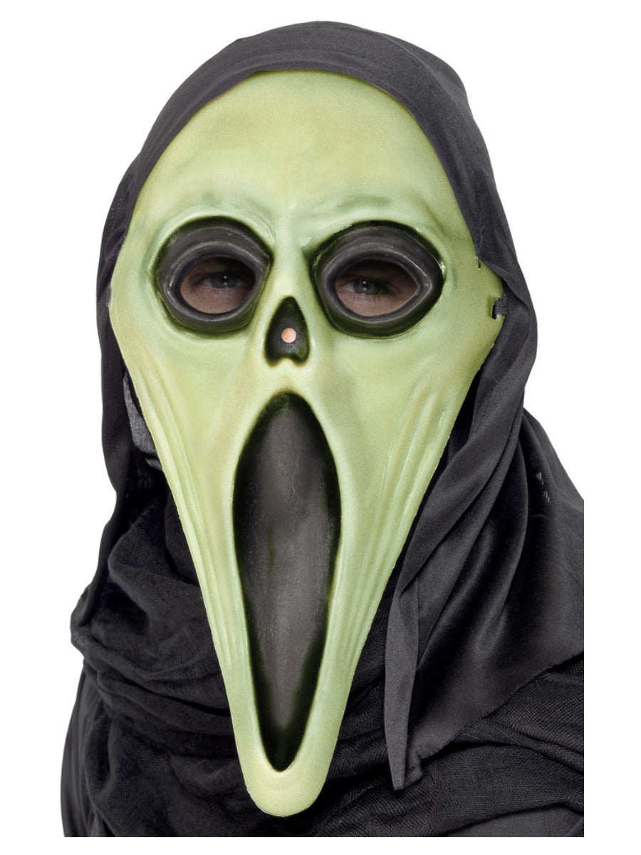 Glow in the Dark Screamer Mask, Black & White - 1
