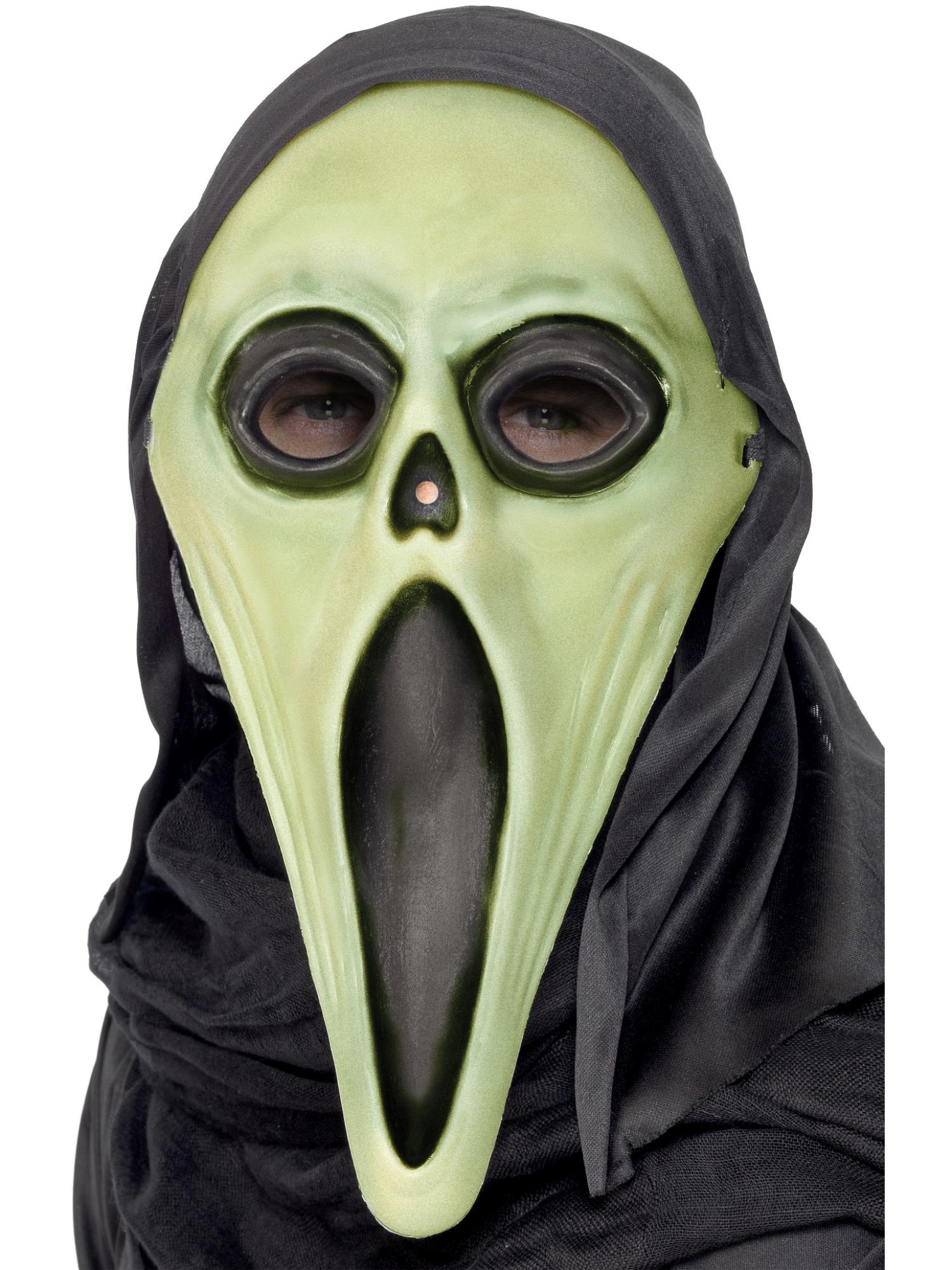 Glow in the Dark Screamer Mask, Black & White 1