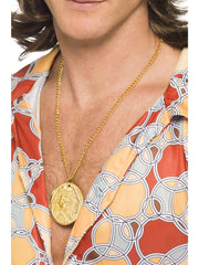 Gold Metal Medallion On Chain, Gold 1