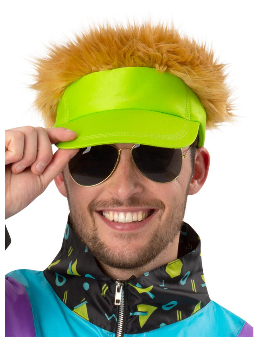 80s Neon Green Visor Hat - 1