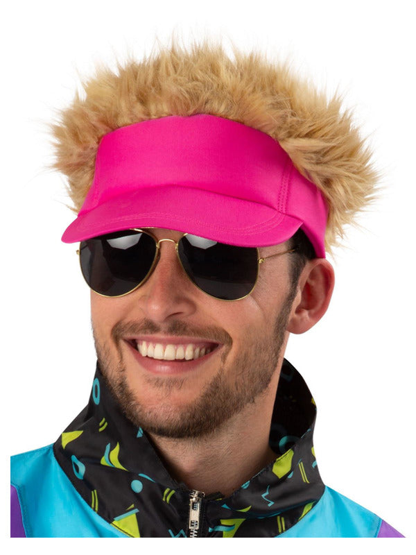80s Neon Pink Visor Hat - 2