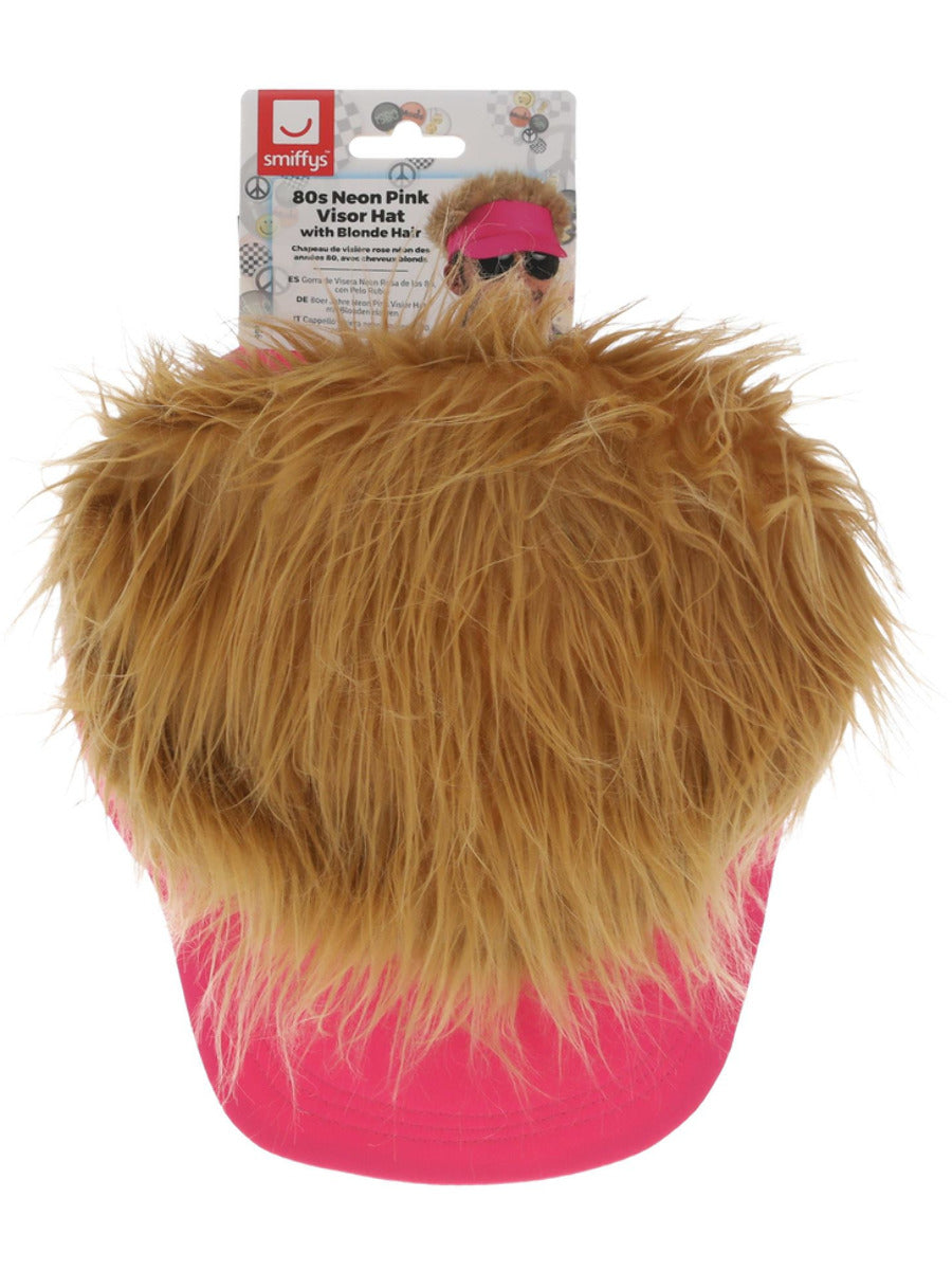 80s Neon Pink Visor Hat - 3