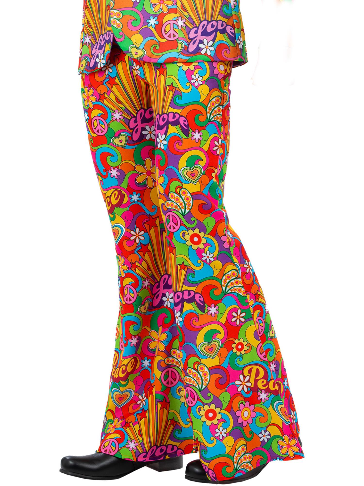 Mens Rainbow Peace Flared Trousers 1