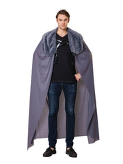 Cape Mens Grey W/Fur Collar
